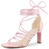 image:imageAllegra K Womens Lace Up Sandals Chunky High HeelsPink