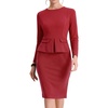 image:imageAllegra K Womens Long Sleeve Office Work Peplum Sheath DressRed