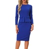 image:imageAllegra K Womens Long Sleeve Office Work Peplum Sheath DressRoyal Blue