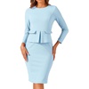 image:imageAllegra K Womens Long Sleeve Office Work Peplum Sheath DressSky Blue