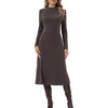 image:imageAllegra K Womens Mock Neck Long Sleeve Ribbed Knit Midi Sweater DressBrown