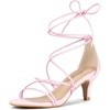 image:imageAllegra K Womens Strappy Lace Up Kitten Heel Dress SandalsLight Pink