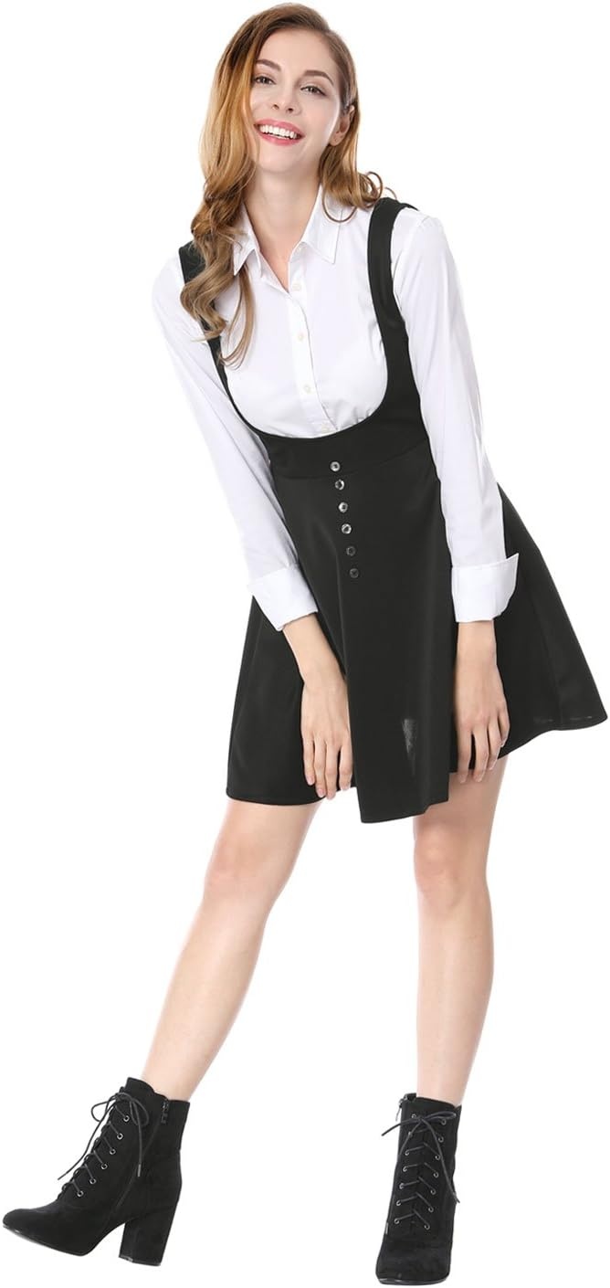 image:imageAllegra K Women Cottagecore Button Front Spaghetti Strap Pinafore DressBlack