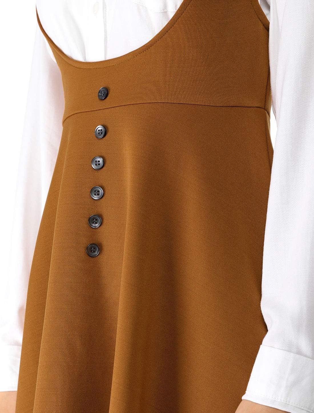 image:imageAllegra K Women Cottagecore Button Front Spaghetti Strap Pinafore DressBrown