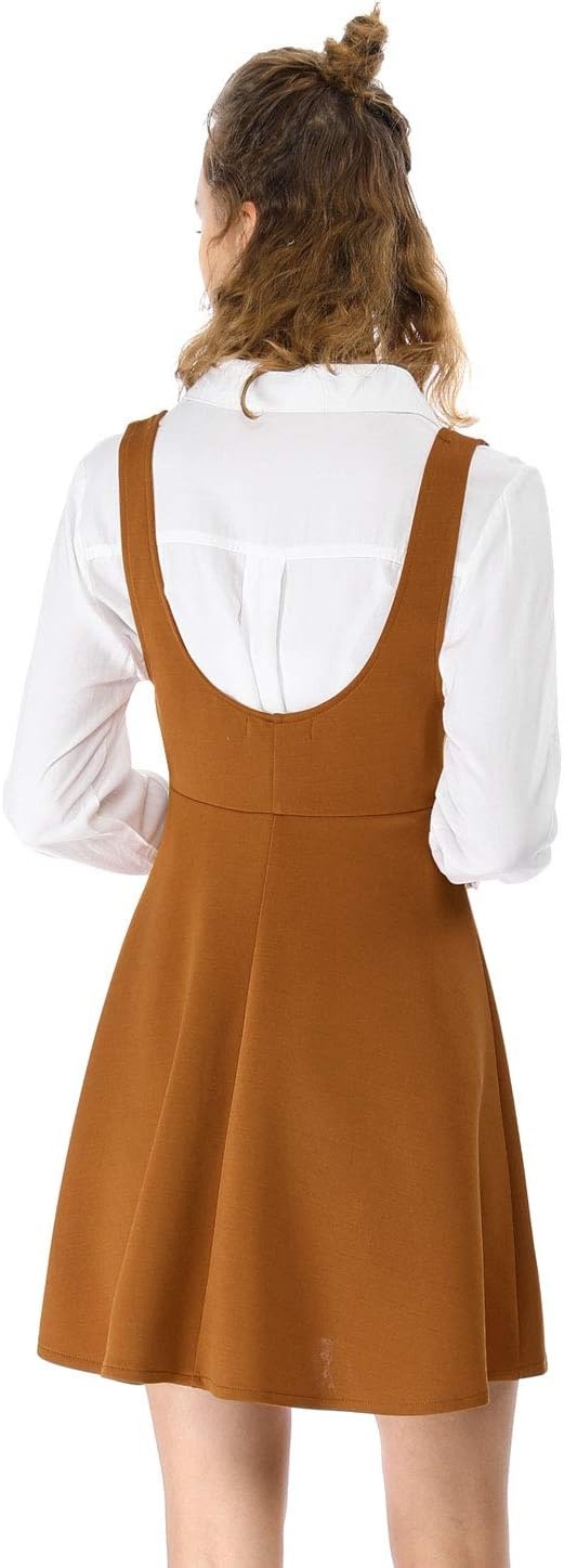image:imageAllegra K Women Cottagecore Button Front Spaghetti Strap Pinafore DressBrown