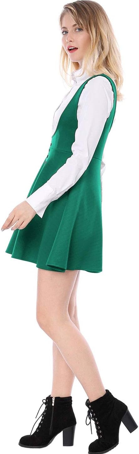 image:imageAllegra K Women Cottagecore Button Front Spaghetti Strap Pinafore DressGreen