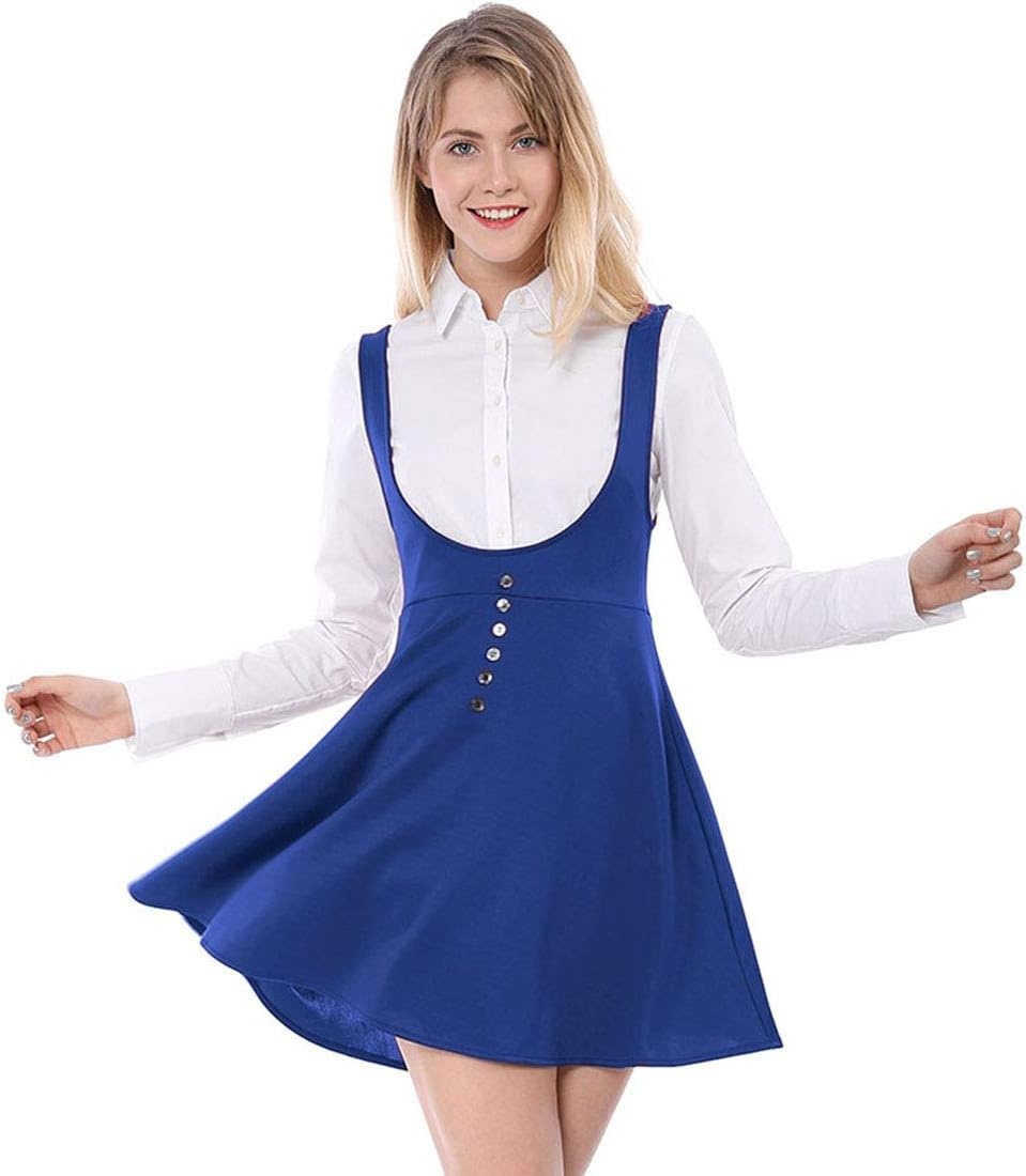 image:imageAllegra K Women Cottagecore Button Front Spaghetti Strap Pinafore DressIndigo Blue