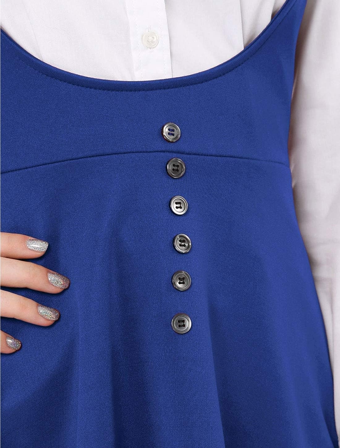 image:imageAllegra K Women Cottagecore Button Front Spaghetti Strap Pinafore DressIndigo Blue