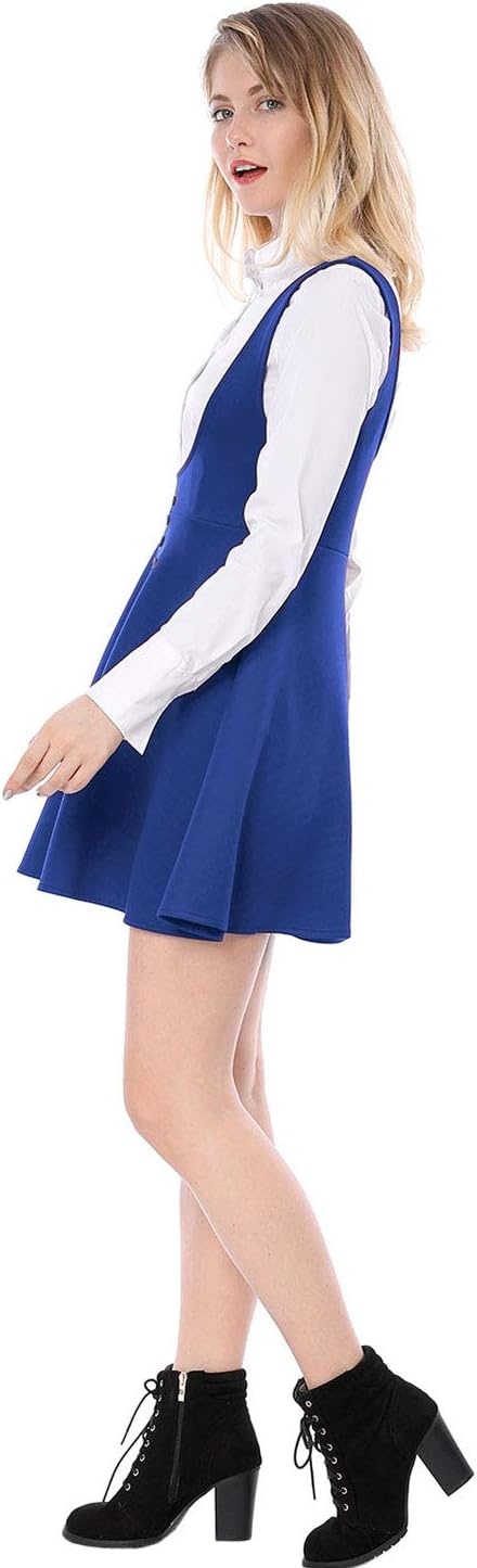 image:imageAllegra K Women Cottagecore Button Front Spaghetti Strap Pinafore DressIndigo Blue