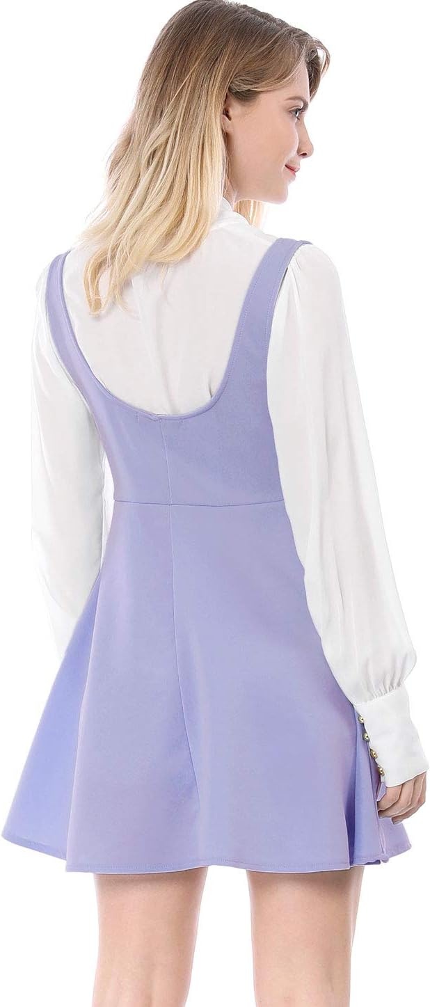 image:imageAllegra K Women Cottagecore Button Front Spaghetti Strap Pinafore DressLight Purple