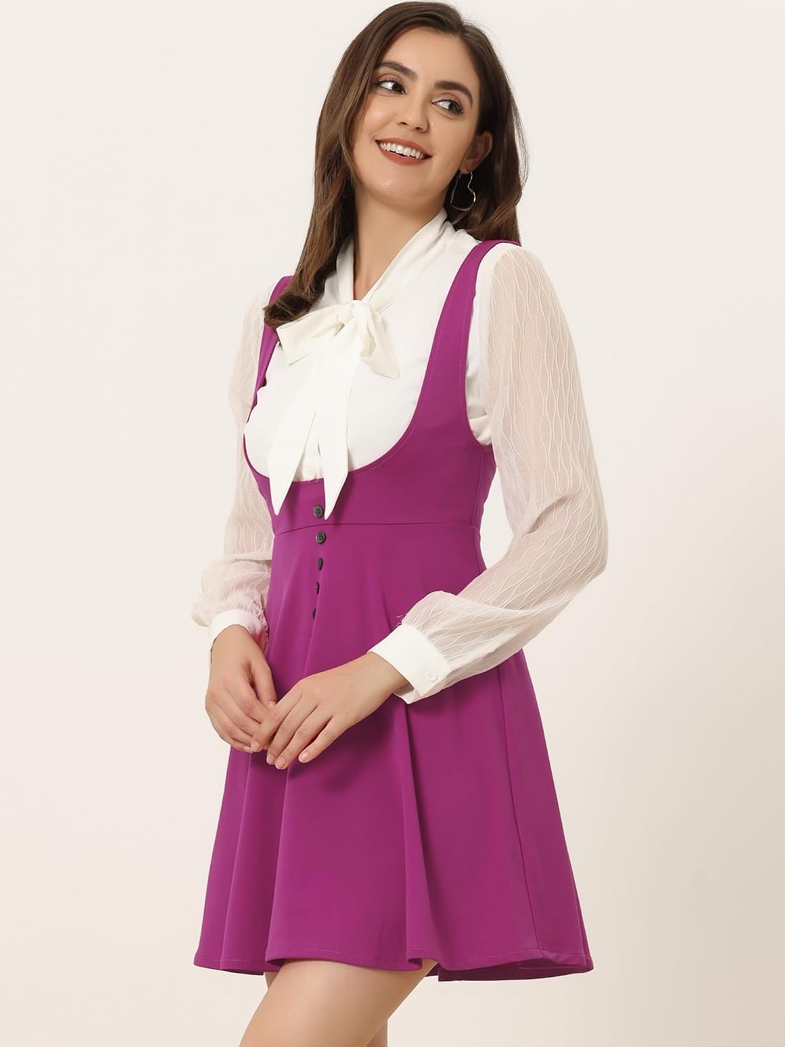 image:imageAllegra K Women Cottagecore Button Front Spaghetti Strap Pinafore DressPurple