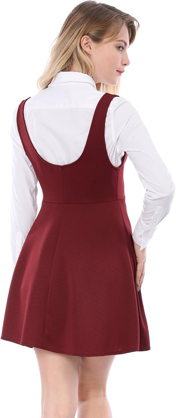 image:imageAllegra K Women Cottagecore Button Front Spaghetti Strap Pinafore DressRed