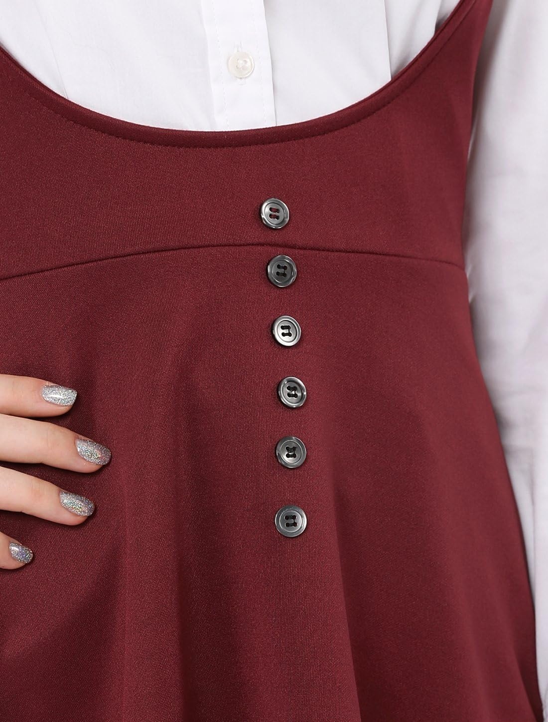 image:imageAllegra K Women Cottagecore Button Front Spaghetti Strap Pinafore DressRed