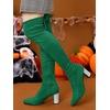 image:imageAllegra K Women Bling Rhinestone Chunky Heels Over the Knee High BootsGreen
