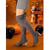 image:imageAllegra K Women Bling Rhinestone Chunky Heels Over the Knee High BootsGrey