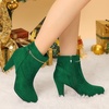 image:imageAllegra K Women Faux Suede Round Toe Ankle Mid Heel Block Heel BootsEmerald Green