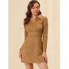 image:imageAllegra K Womens Faux Suede Dress Western Long Sleeve Fall ALine Mini Dresses Cowgirl OutfitCamel