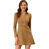 image:imageAllegra K Womens Faux Suede Dress Western Long Sleeve Fall ALine Mini Dresses Cowgirl OutfitCamel