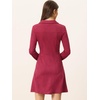 image:imageAllegra K Womens Faux Suede Dress Western Long Sleeve Fall ALine Mini Dresses Cowgirl OutfitDark Red
