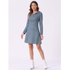 image:imageAllegra K Womens Faux Suede Dress Western Long Sleeve Fall ALine Mini Dresses Cowgirl OutfitGray Blue