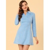 image:imageAllegra K Womens Faux Suede Dress Western Long Sleeve Fall ALine Mini Dresses Cowgirl OutfitLight Blue