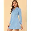 image:imageAllegra K Womens Faux Suede Dress Western Long Sleeve Fall ALine Mini Dresses Cowgirl OutfitLight Blue