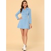 image:imageAllegra K Womens Faux Suede Dress Western Long Sleeve Fall ALine Mini Dresses Cowgirl OutfitLight Blue