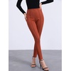 image:imageAllegra K Womens Faux Suede Leggings High Waist Casual Faux Leather PantsBrown Red
