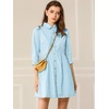 image:imageAllegra K Womens Shirt Dress Button Down 34 Sleeve Mini ShirtdressesBlue