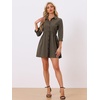 image:imageAllegra K Womens Shirt Dress Button Down 34 Sleeve Mini ShirtdressesDark Brown