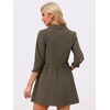 image:imageAllegra K Womens Shirt Dress Button Down 34 Sleeve Mini ShirtdressesDark Brown