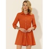 image:imageAllegra K Womens Shirt Dress Button Down 34 Sleeve Mini ShirtdressesFresh Orange