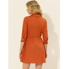 image:imageAllegra K Womens Shirt Dress Button Down 34 Sleeve Mini ShirtdressesFresh Orange