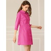 image:imageAllegra K Womens Shirt Dress Button Down 34 Sleeve Mini ShirtdressesFuchsia
