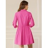image:imageAllegra K Womens Shirt Dress Button Down 34 Sleeve Mini ShirtdressesFuchsia