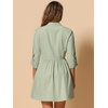image:imageAllegra K Womens Shirt Dress Button Down 34 Sleeve Mini ShirtdressesLight Green