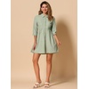 image:imageAllegra K Womens Shirt Dress Button Down 34 Sleeve Mini ShirtdressesLight Green