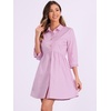 image:imageAllegra K Womens Shirt Dress Button Down 34 Sleeve Mini ShirtdressesPink Purple