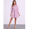 image:imageAllegra K Womens Shirt Dress Button Down 34 Sleeve Mini ShirtdressesPink Purple