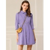 image:imageAllegra K Womens Shirt Dress Button Down 34 Sleeve Mini ShirtdressesPurple