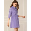 image:imageAllegra K Womens Shirt Dress Button Down 34 Sleeve Mini ShirtdressesPurple