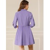 image:imageAllegra K Womens Shirt Dress Button Down 34 Sleeve Mini ShirtdressesPurple