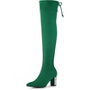 image:imageAllegra K Women Bling Rhinestone Chunky Heels Over the Knee High BootsGreen