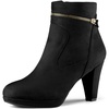 image:imageAllegra K Women Faux Suede Round Toe Ankle Mid Heel Block Heel BootsBlack