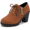 image:imageAllegra K Women Nonslip Laceup Side Zipper Block Heel Ankle BootsBrown