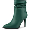 image:imageAllegra K Women Slouched Stiletto Heels Pointed Toe Ankle BootDark Green