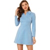 image:imageAllegra K Womens Faux Suede Dress Western Long Sleeve Fall ALine Mini Dresses Cowgirl OutfitLight Blue