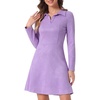 image:imageAllegra K Womens Faux Suede Dress Western Long Sleeve Fall ALine Mini Dresses Cowgirl OutfitPurple