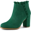 image:imageAllegra K Womens Ruffle Ankle Boots Block HeelDark Green