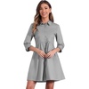 image:imageAllegra K Womens Shirt Dress Button Down 34 Sleeve Mini ShirtdressesGrey